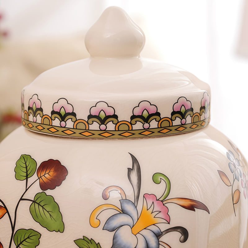 Keramik-Teedose mit Frühlingsblumen-Motiv & luftdichtem Verschluss Spring Floral Ceramic Airtight Tea Caddy - Loose Leaf Tea Storage - 1
