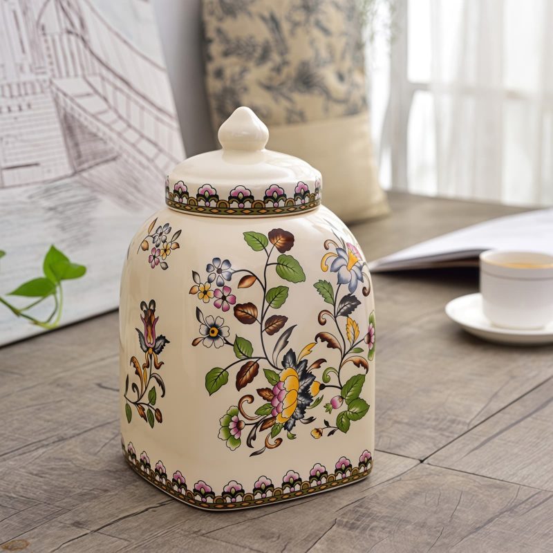 Keramik-Teedose mit Frühlingsblumen-Motiv & luftdichtem Verschluss Spring Floral Ceramic Airtight Tea Caddy - Loose Leaf Tea Storage - 5