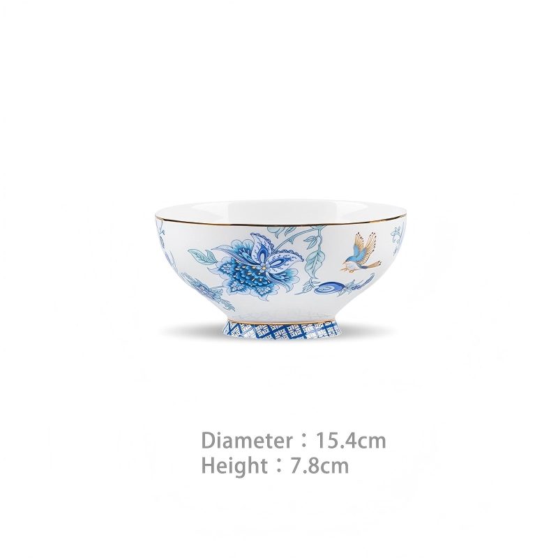 Handgefertigtes Bone-China-Geschirrset Golden Garden mit Goldakzenten Golden Garden Bone China Dinnerware Set with Gold Accents | INGRI - 16