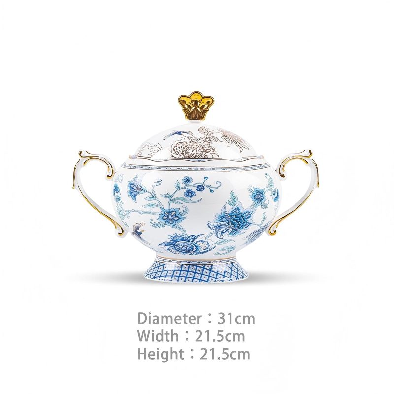 Handgefertigtes Bone-China-Geschirrset Golden Garden mit Goldakzenten Golden Garden Bone China Dinnerware Set with Gold Accents | INGRI - 25