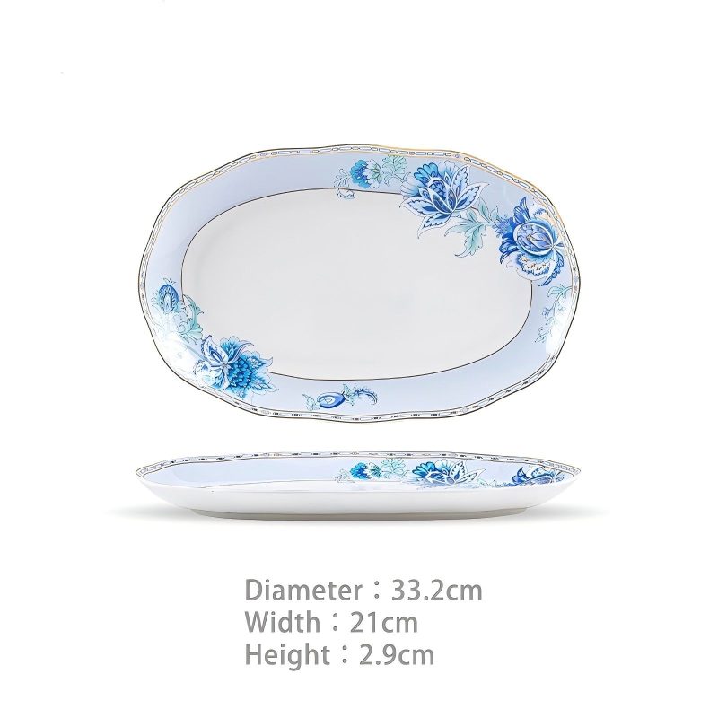 Handgefertigtes Bone-China-Geschirrset Golden Garden mit Goldakzenten Golden Garden Bone China Dinnerware Set with Gold Accents | INGRI - 6