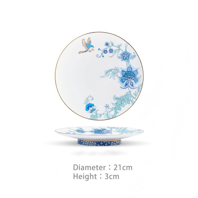 Handgefertigtes Bone-China-Geschirrset Golden Garden mit Goldakzenten Golden Garden Bone China Dinnerware Set with Gold Accents | INGRI - 21