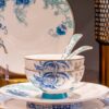 Handgefertigtes Bone-China-Geschirrset Golden Garden mit Goldakzenten Golden Garden Bone China Dinnerware Set with Gold Accents | INGRI - 17