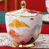 Englisches Teeservice aus Bone China mit Bergmotiv und Goldakzenten Mountain Landscape Bone China English Tea Set with Gold Accents - 4