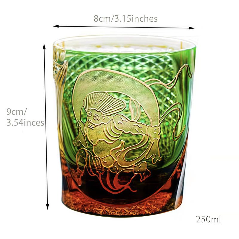 Handgefertigtes Edo-Kiriko-Whiskyglas „Raijin“ mit Holzbox Edo Kiriko Raijin Whisky Glass with Wooden Box - Japanese Artisan Tumbler - 7