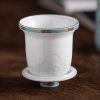 Handgemachte Porzellan-Teetasse mit Lotus-Muster, Teesieb & Deckel Lotus Pattern Porcelain Tea Mug with Infuser & Lid - 15oz - 6