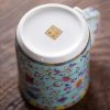 Handgemachte Porzellan-Teetasse mit Lotus-Muster, Teesieb & Deckel Lotus Pattern Porcelain Tea Mug with Infuser & Lid - 15oz - 7