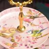 Etagere aus feinem Bone China mit rosa Vogel- und Blütenmuster Pink Bird Flower Bone China Tiered Cake Stand - Elegant Dessert Server - 3