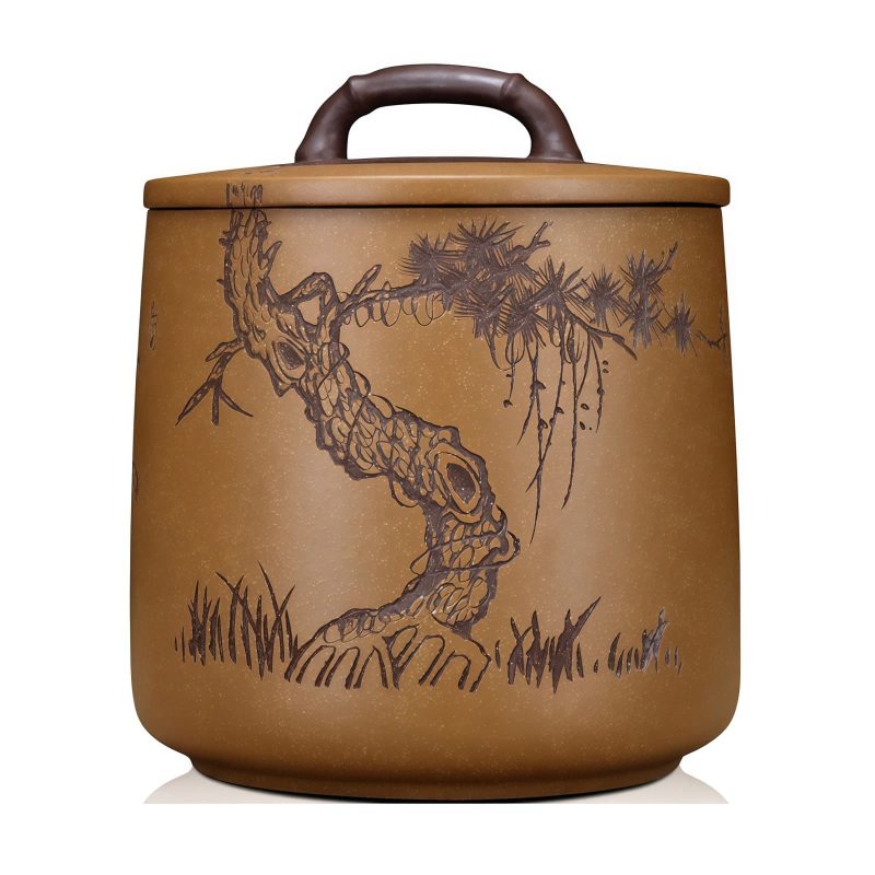 Teedose aus violettem Yixing-Ton Yixing Purple Clay Tea Caddy: Authentic Chinese Loose Tea Storage - 9