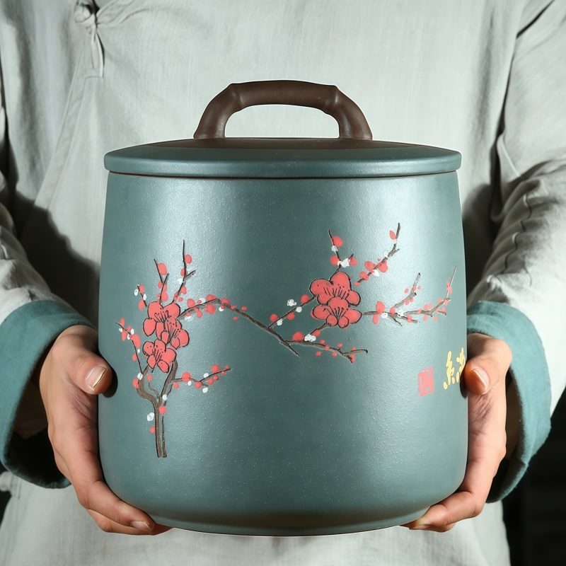 Teedose aus violettem Yixing-Ton Yixing Purple Clay Tea Caddy: Authentic Chinese Loose Tea Storage - 1