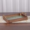 Rechteckiges Serviertablett aus Walnussholz & gehärtetem Glas mit Zapfenverbindung Rectangular Walnut Tempered Glass Tea & Fruit Tray | Mortise & Tenon - 3