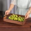 Rechteckiges Serviertablett aus Walnussholz & gehärtetem Glas mit Zapfenverbindung Rectangular Walnut Tempered Glass Tea & Fruit Tray | Mortise & Tenon - 8