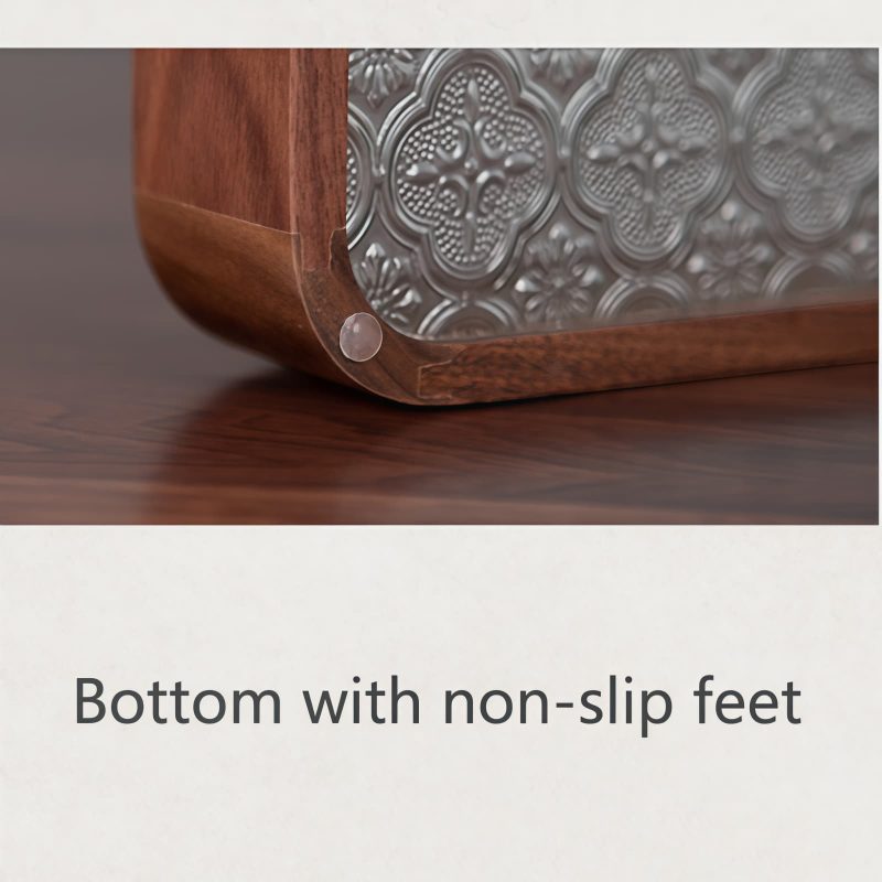 Rechteckiges Serviertablett aus Walnussholz & gehärtetem Glas mit Zapfenverbindung Rectangular Walnut Tempered Glass Tea & Fruit Tray | Mortise & Tenon - 6