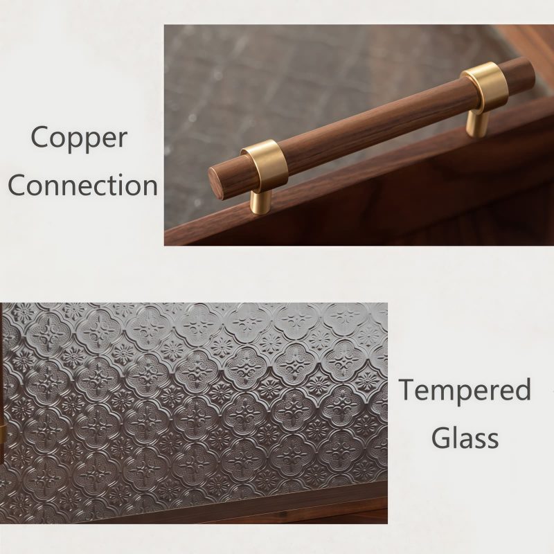 Rechteckiges Serviertablett aus Walnussholz & gehärtetem Glas mit Zapfenverbindung Rectangular Walnut Tempered Glass Tea & Fruit Tray | Mortise & Tenon - 5
