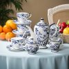 Blau-Weißes Bone China Teeservice mit Pfauen- und Pfingstrosen-Motiv Peacock Peony Blue & White Bone China Tea Set - Luxury Afternoon Tea - 1