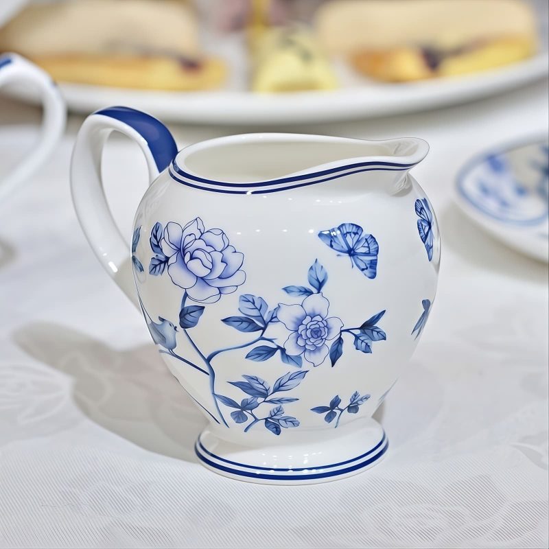 Blau-Weißes Bone China Teeservice mit Pfauen- und Pfingstrosen-Motiv Peacock Peony Blue & White Bone China Tea Set - Luxury Afternoon Tea - 4