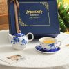 Tea-for-One-Set aus Porzellan mit blauer Pfingstrose und Goldakzenten Blue Peony Porcelain Tea for One Set with Golden Accents - 5