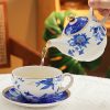 Tea-for-One-Set aus Porzellan mit blauer Pfingstrose und Goldakzenten Blue Peony Porcelain Tea for One Set with Golden Accents - 4
