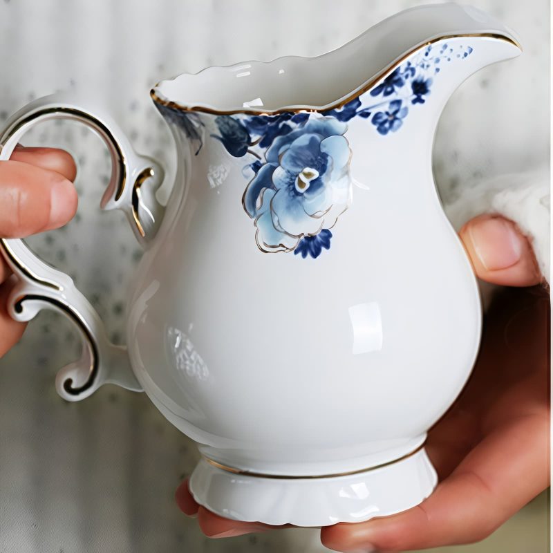 Englisches Teeservice aus Porzellan mit Blumenmuster und Ständer Floral English Tea Set with Rack | Porcelain Teapot Set - 4