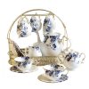 Englisches Teeservice aus Porzellan mit Blumenmuster und Ständer Floral English Tea Set with Rack | Porcelain Teapot Set - 1