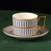 Englisches Porzellan-Teeservice mit blau-weißen Streifen und Goldakzenten Blue & White Striped English Porcelain Tea Set with Gold Accents - 7