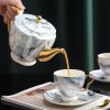 Bone China Teeservice im Marmor-Design mit Goldrand Marble Pattern Bone China Tea Set with Gold Trim - 15 Pcs - 1