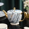 Bone China Teeservice im Marmor-Design mit Goldrand Marble Pattern Bone China Tea Set with Gold Trim - 15 Pcs - 3