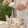 Rabbit Flower Porcelain Tea Set for One | Gold Accents & Infuser - 2