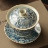 Klassisches Gongfu-Teeservice aus blau-weißem Porzellan mit Blumenmuster Vintage Blue & White Floral Chinese Gongfu Tea Set - Porcelain - 2
