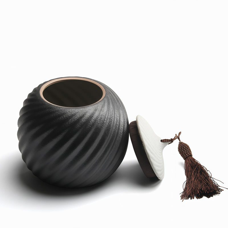 Handgefertigte Teedose „Twill“ aus Grobkeramik Twill Handcrafted Crude Pottery Tea Caddy | Loose Tea Storage - 9