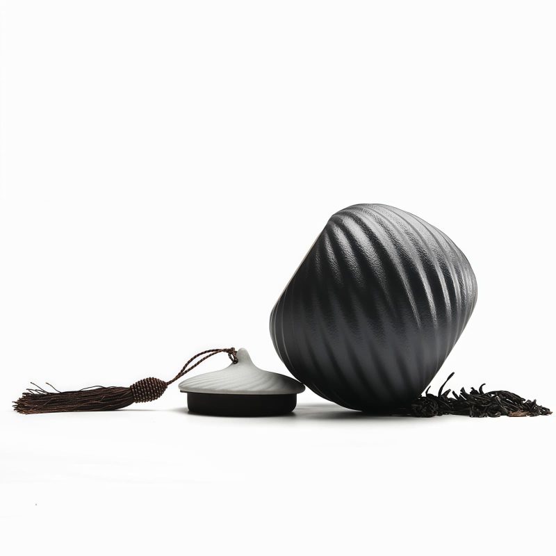 Handgefertigte Teedose „Twill“ aus Grobkeramik Twill Handcrafted Crude Pottery Tea Caddy | Loose Tea Storage - 4