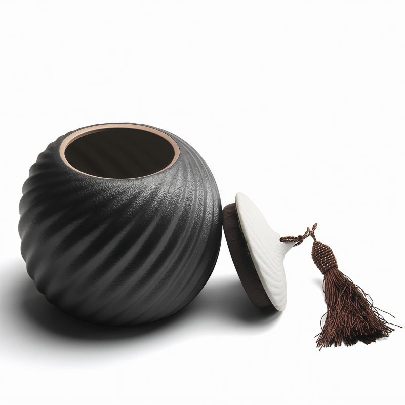 Handgefertigte Teedose „Twill“ aus Grobkeramik Twill Handcrafted Crude Pottery Tea Caddy | Loose Tea Storage - 5