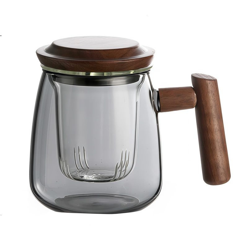 Glas-Teetasse mit Holzdeckel, Griff und Teesieb Glass Tea Mug with Wood Lid & Infuser (17 oz) - 8