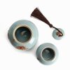 Hulu-Teedose aus Keramik mit handgemaltem Lotus-Motiv Hand-painted Lotus Hulu Ceramic Tea Caddy | Loose Tea Tin Storage - 4