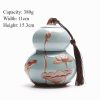 Hulu-Teedose aus Keramik mit handgemaltem Lotus-Motiv Hand-painted Lotus Hulu Ceramic Tea Caddy | Loose Tea Tin Storage - 1