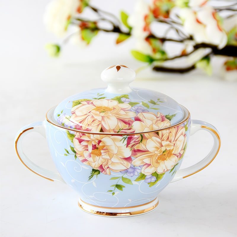 Feines Bone-China-Teeservice mit Blumenmuster und Servierständer Floral Bone China Afternoon Tea Set with Rack - 5