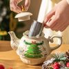 Porzellan-Teeset „Tea for One“ mit Weihnachtsbaum-Motiv Christmas Tree Porcelain Tea Set for One | Festive Teapot & Cup Set - 3
