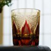 Edo Kiriko Handcrafted Amber Whisky Glass - Candlelight Serenade - 3