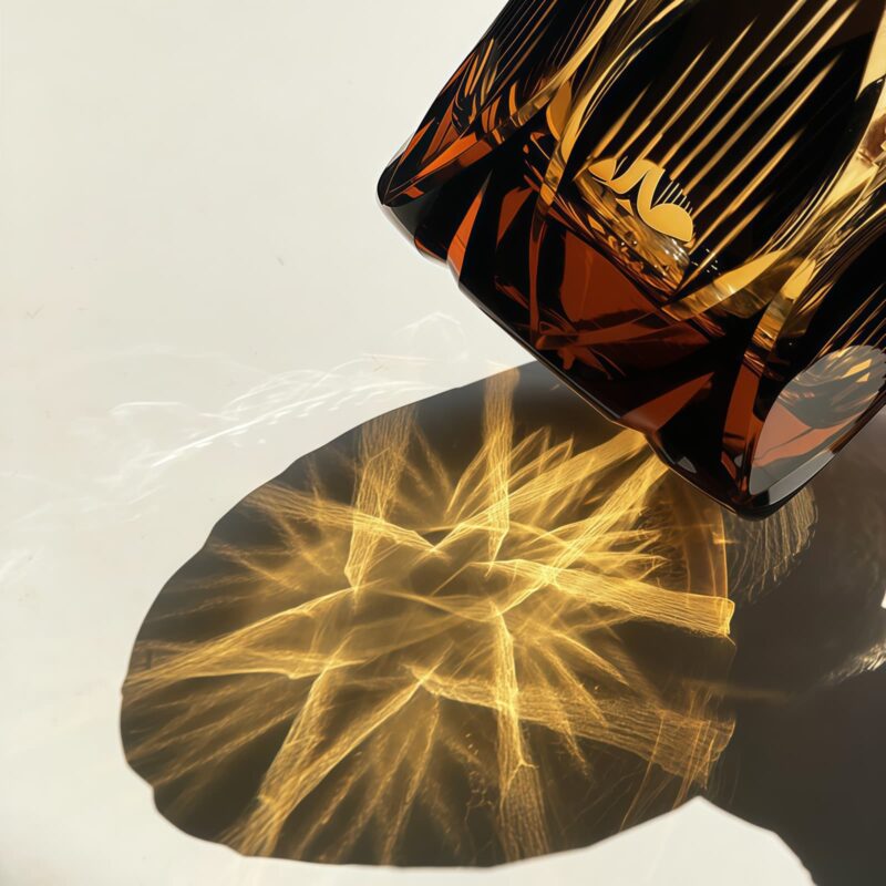 Edo Kiriko Handcrafted Amber Whisky Glass - Candlelight Serenade - 6