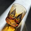 Edo Kiriko Handcrafted Amber Whisky Glass - Candlelight Serenade - 2