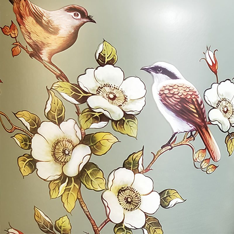 Keramik-Teedose „Grüner Vogel & Blume“ Green Bird & Flower Ceramic Tea Caddy - Decorative Loose Tea Tin - 4