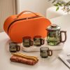 Portable Glass Travel Tea Set with Case - Modern Gongfu Brewing - 8