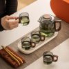 Portable Glass Travel Tea Set with Case - Modern Gongfu Brewing - 6