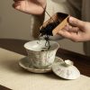 Kung-Fu-Teeset aus Porzellan mit Pfirsichzweig-Dekor Peach Branch Porcelain Kung Fu Tea Set - Elegant Chinese Tea Ceremony - 1