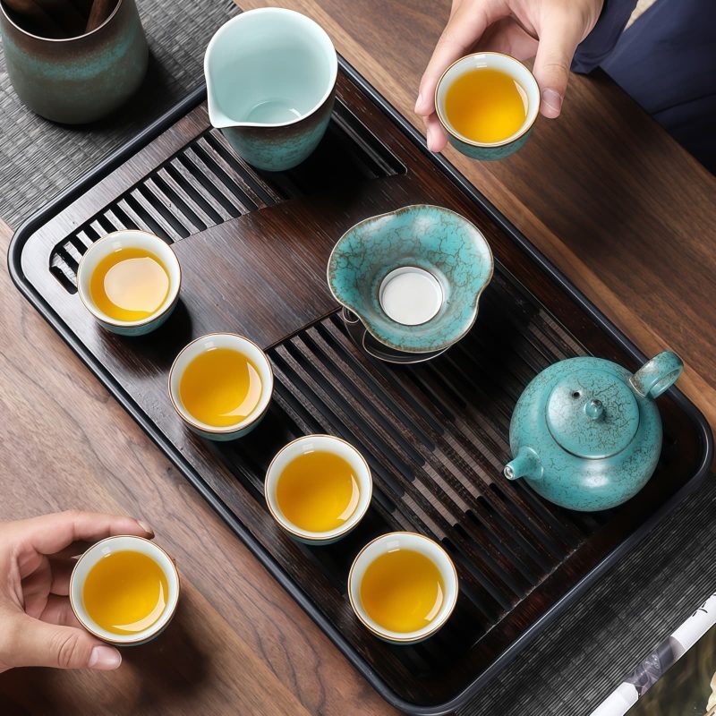 Green Lotus Ceramic Gongfu Tea Set | Vintage Chinese Tea Ceremony - 2