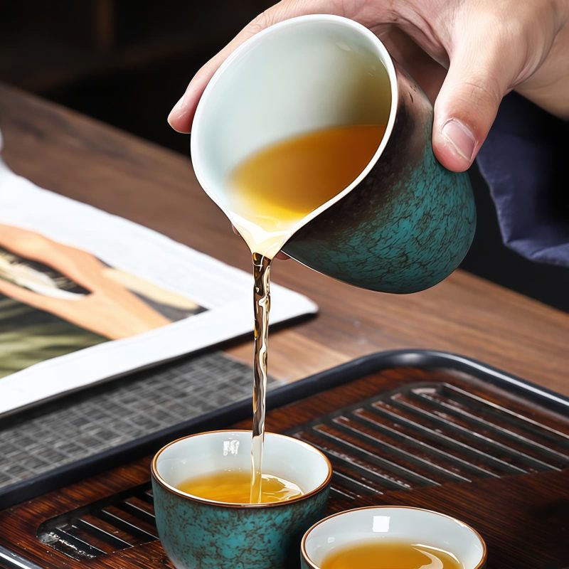 Green Lotus Ceramic Gongfu Tea Set | Vintage Chinese Tea Ceremony - 4