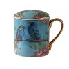 Bone-China-Tasse mit Vogel-Motiv, Deckel & Löffel Bird Bone China Mug with Lid & Spoon - Elegant Ceramic Tea Mug - 6