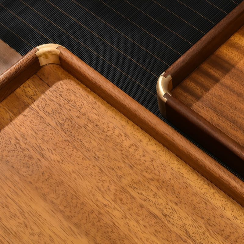 Tee-Tablett aus Walnussholz mit Messingecken Natural Walnut Tea Tray with Brass Corners | Luxury Serving Tray - 4