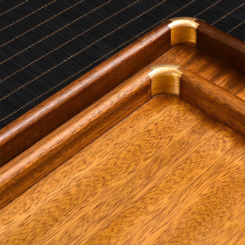 Tee-Tablett aus Walnussholz mit Messingecken Natural Walnut Tea Tray with Brass Corners | Luxury Serving Tray - 6