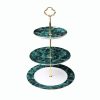 Grüne Porzellan-Etagere mit goldenem Gestänge Green Porcelain Tiered Cake Stand with Gold Rods | Elegant Dessert Display - 4